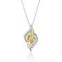 Jewelili Enchanted Disney Fine Jewelry 14K Yellow Gold over Sterling Silver 1/10Cttw Belle Rose Pendant Necklace