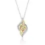 Jewelili Enchanted Disney Fine Jewelry 14K Yellow Gold over Sterling Silver 1/10Cttw Belle Rose Pendant Necklace