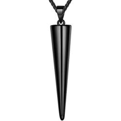 Beautlace Cone Necklace Silver/18K Gold/Black Gun Plated Geometric Pendant Minimalist Jewelry for Men and Women KP0098