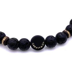 Mens Strength and Courage Lava Stone Stretch Bracelet Handcrafted in USA