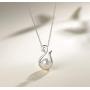 FANCIME Pearl Necklace 9-10mm Genuine Freshwater Pearl in Sterling Silver Birthstone Necklace for Women Heart Necklace June Birthstone Fine Jewelry for Women