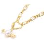 CRIVEER Multirow Necklace with Knot Pendant and Pearl in Gold Weight 17g