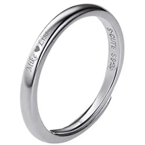 Custom Engrave Wedding Band 925 Sterling Silver 2.5mm Wide Couple Rings Personalized with Names Custom Engrave Wedding Band 925 Sterling Silver 2.5mm Wide Couple Rings Personalized with Names