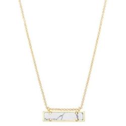 BYAVERS Adjustable Turquoise Howlite Bar 18K Gold Chain Bohemian Necklace for Women Horizontal Bar Delicate Gemstone Pendant Minimalist Boho Jewelry