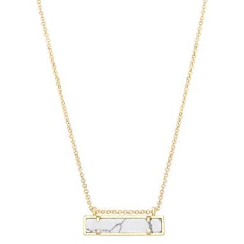 BYAVERS Adjustable Turquoise Howlite Bar 18K Gold Chain Bohemian Necklace for Women Horizontal Bar Delicate Gemstone Pendant Minimalist Boho Jewelry