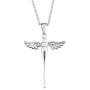 925 Sterling Silver Cross with Angel Wing Charm Pendant Rolo Chain Necklace, 18''