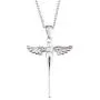 925 Sterling Silver Cross with Angel Wing Charm Pendant Rolo Chain Necklace, 18''