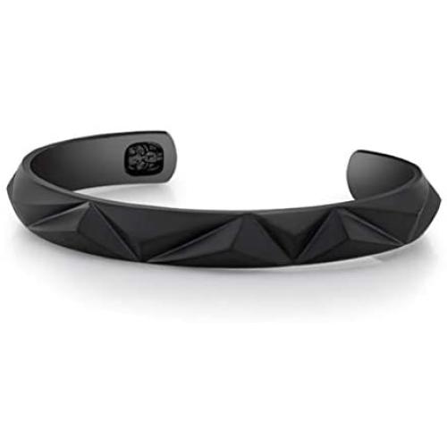 Room101 Stainless Steel with Black PVD Cuff Bangle Bracelet, 8'' - Choise of Style