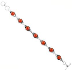 Carnelian Bracelet 925 Silver Overlay Handmade Boho Style Jewelry