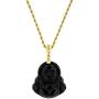 Shop-iGold Laughing Buddha Black Jade Pendant Necklace Rope Chain Genuine Certified Grade A Jadeite Jade Hand Crafted, Jade Neckalce, 14k Gold Filled Laughing Jade Buddha Necklace, Jade Medallion