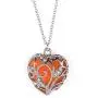 SPHTOEO Glow in Dark Women Necklace Hollow Out Heart Crystal Pendant Luminous Necklace (Orange)