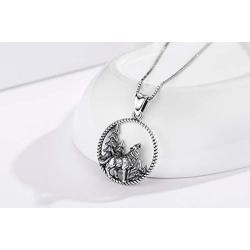 CHENGHONG Wolf Necklace 925 Sterling Silver Viking Accessories Wolf Pendant Jewelry Gifts for Girls Women Men