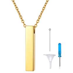 FaithHeart Cremation Urn Necklace, Women Men Stainless Steel/Gold Plated Memento Jewelry, Pet Ashes/Perfume/Pill Keepsake Waterproof Pendant Necklace for Memory- Customize Available