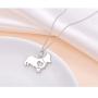 FLYOW 925 Sterling Silver Hollow Heart Husky Corgi Dog Pendant Necklace Jewelry for Women Girls Birthday Gift, 18''