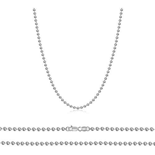 Orostar Sterling Silver 2.5MM Round Ball Bead Chain Italian Necklace - 16-30 Inch - Made in Italy