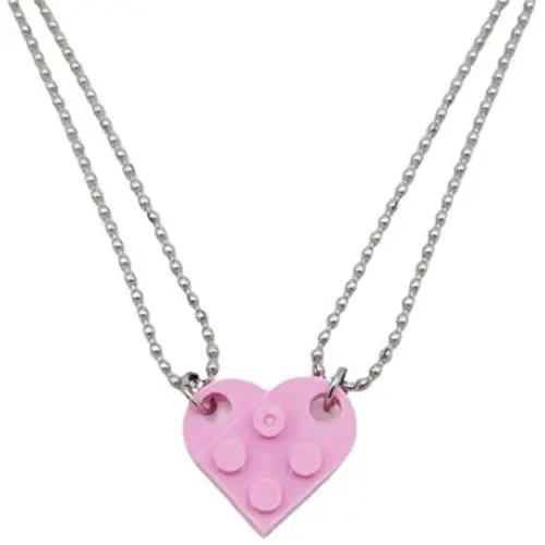 2Pcs Cute Love Heart Brick Pendant Necklace Heart Shaped Pendant Made with 2 Two Piece Brick for Couples Friendship Necklace Brick Elements Valentines Day Jewelry 2Pcs Cute Love Heart Brick Pendant Necklace Heart Shaped Pendant Made with 2 Two Piece Brick for Couples Friendship Necklace Brick Elements Valentines Day Jewelry