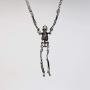 Gothic Skeleton with Moving Arms and Legs Silver Finish Pewter Pendant Necklace