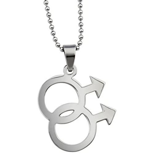 VNOX Jewelry Stainless Steel Simple Gay Pride Rainbow Pendant Symbol Sign Mens Necklace,