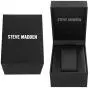Steve Madden Rhodium Plated and Black Band Watch with Cross Pendant Necklace Jewelry Set For Men