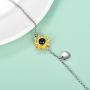 LONAGO 925 Sterling Silver Sunflower Bracelet Daisy Flower Jewelry You are My Sunshine Link Chain Gift for Women Mom
