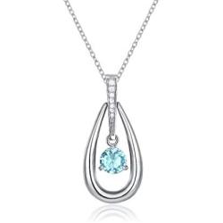 Dancing Birthstone Teardrop Pendant Necklace | Stainless Steel Crystal Birthday Jewelry 19'' for Women Girls