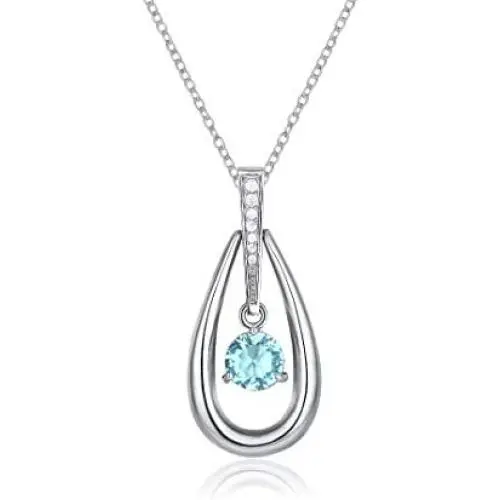 Dancing Birthstone Teardrop Pendant Necklace | Stainless Steel Crystal Birthday Jewelry 19'' for Women Girls