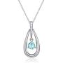 Dancing Birthstone Teardrop Pendant Necklace | Stainless Steel Crystal Birthday Jewelry 19'' for Women Girls