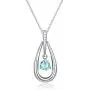 Dancing Birthstone Teardrop Pendant Necklace | Stainless Steel Crystal Birthday Jewelry 19'' for Women Girls
