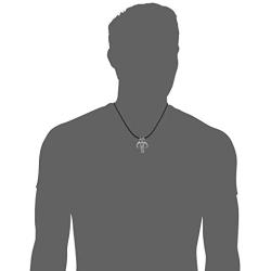 Star Wars Jewelry Unisex Mandalorian Symbol Stainless Steel Leather Cord Pendant Necklace, 20''