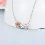 Nature Diamond Rose Flower Infinity Necklace for Women Sterling Silver, Anniversary Jewelry for Wife/ Girlfriend, Romantic Gifts for Her (0.06ct) 16''-18''