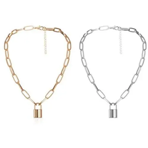 JAYUMO Lock Necklaces for Women Girls Cute Padlock Punk Choker Chain Necklaces Set Gold & Silver Tone JAYUMO Lock Necklaces for Women Girls Cute Padlock Punk Choker Chain Necklaces Set Gold & Silver Tone