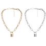 JAYUMO Lock Necklaces for Women Girls Cute Padlock Punk Choker Chain Necklaces Set Gold & Silver Tone