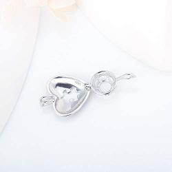 LGSY Sterling Silver Colorful Autism Puzzle HeartPearl Cage Pendants for Women, Essential Oil Diffuser Lockets for Pearl Jewelry
