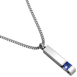 Silver Square Bar With Dark Blue Zircon Cremation Urn Necklace for Ashes Memorial Pendant stainless steel Jewelry