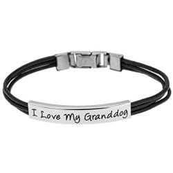 Joyful Sentiments Pet Jewelry Stainless Steel Three Strand I Love My Granddog Bracelet with Fold Over Clasp
