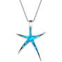 Sterling Silver Starfish Necklace Pendant Earrings Blue Opal White Opal or Green Opal Pendant Necklace