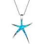 Sterling Silver Starfish Necklace Pendant Earrings Blue Opal White Opal or Green Opal Pendant Necklace