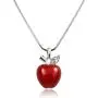 Twilight, Snow White Inspired 3D Juicy Red Apple Crystal Accented Leaf Pendant Necklace Halloween, Teacher Jewelry Gifts