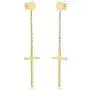 555Jewelry Womens Stainless Steel Hanging Cross Long Dangling Earrings