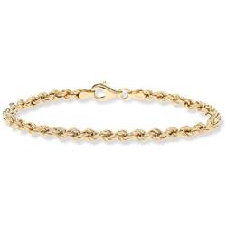 Miabella 18K Gold Over Sterling Silver 4mm Classic Rope Chain Link Bracelet for Women Men, 6.5, 7, 7.5, 8, 8.5 Inch 925 Made in Italy