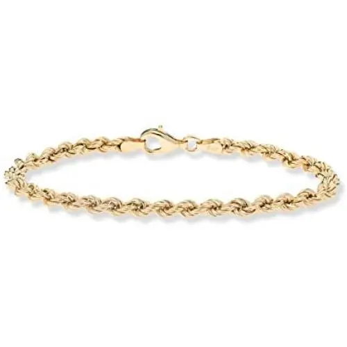 Miabella 18K Gold Over Sterling Silver 4mm Classic Rope Chain Link Bracelet for Women Men, 6.5, 7, 7.5, 8, 8.5 Inch 925 Made in Italy