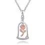 Rose Flower Pendant Necklace Sterling Silver Romantic Beauty&Beast Princess Mothers Day Valentine Christmas Birthday Gift Jewelry for Women Girls Rose Flower Pendant Necklace Sterling Silver Romantic Beauty&Beast Princess Mothers Day Valentine Christmas Birthday Gift Jewelry for Women Girls