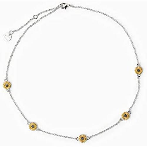 Small Sunflower Choker Necklace Cute Silver You are My Sunshine Vintage Pendant Jewelry Handmade Birthday Gifts for Mom Women Daughter Garden Daisy Sun Flower