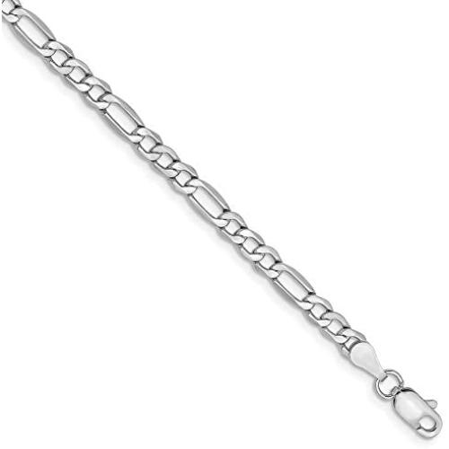 14k White Gold 3.5mm Figaro Chain Necklace - with Secure Lobster Lock Clasp