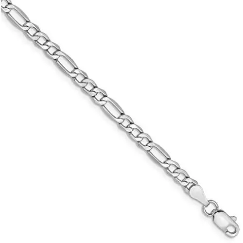 14k White Gold 3.5mm Figaro Chain Necklace - with Secure Lobster Lock Clasp 14k White Gold 3.5mm Figaro Chain Necklace - with Secure Lobster Lock Clasp