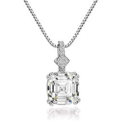 Mints 2ct Morganite Asscher Cut Pendant Necklace Sterling Silver Gemstone Fine Jewelry Women