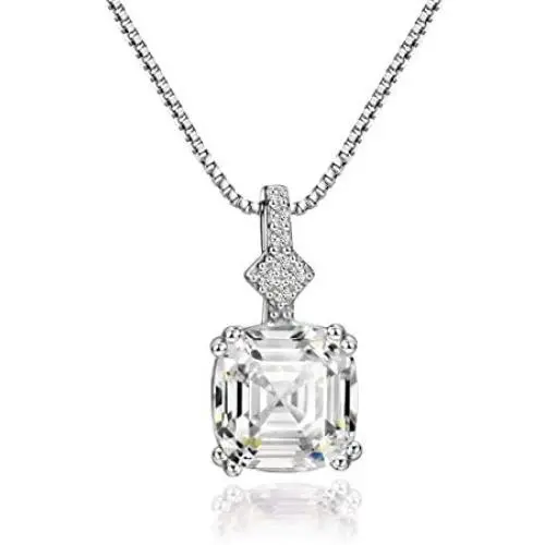 Mints 2ct Morganite Asscher Cut Pendant Necklace Sterling Silver Gemstone Fine Jewelry Women Mints 2ct Morganite Asscher Cut Pendant Necklace Sterling Silver Gemstone Fine Jewelry Women