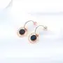 Taoqiao Stainless Steel Dangle Drop Earrings for Women Simple Blue Crystal Geometry Ball Stud Earring Cute Flower Girl Personalized Fashion Jewelry