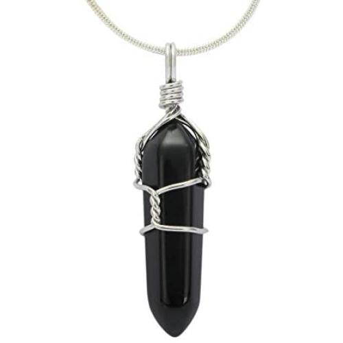 Natural Gemstone Pendant Necklace Healing Crystal Quartz Reiki Chakra Gem Stones 18 Inch Jewelry Women Girls Men Birthday Gifts
