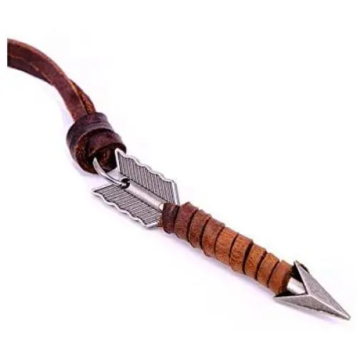 Vintage Arrow Pendant Necklace Real Cowhide Leather Rope Chain Personality Necklace Trendy Jewelry for Men Vintage Arrow Pendant Necklace Real Cowhide Leather Rope Chain Personality Necklace Trendy Jewelry for Men